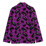 Purple Halloween Coffin Pattern Print Men's Cotton Blazer