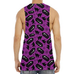 Purple Halloween Coffin Pattern Print Men's Muscle Tank Top