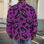 Purple Halloween Coffin Pattern Print Men's Shirt Jacket