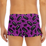 Purple Halloween Coffin Pattern Print Men's Short Boxer Briefs