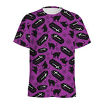 Purple Halloween Coffin Pattern Print Men's Sports T-Shirt