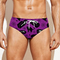 Purple Halloween Coffin Pattern Print Men's Swim Briefs