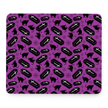 Purple Halloween Coffin Pattern Print Mouse Pad