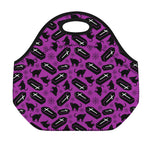 Purple Halloween Coffin Pattern Print Neoprene Lunch Bag