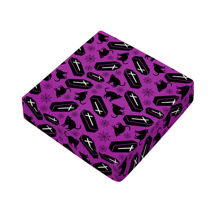 Purple Halloween Coffin Pattern Print Outdoor Seat Cushion Cover