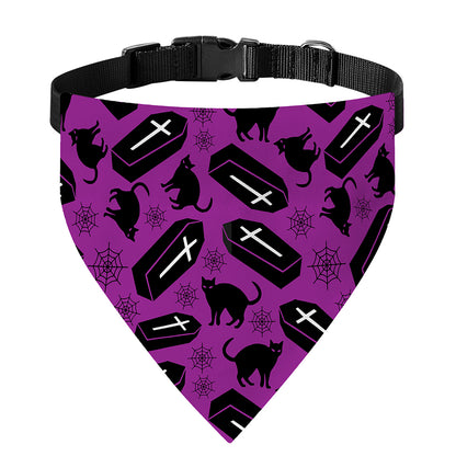 Purple Halloween Coffin Pattern Print Over The Collar Dog Bandana