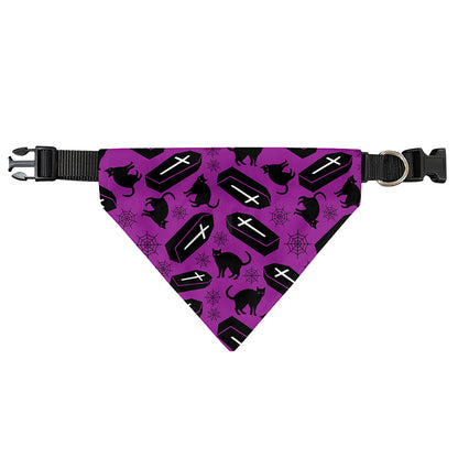 Purple Halloween Coffin Pattern Print Over The Collar Dog Bandana