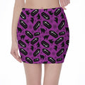 Purple Halloween Coffin Pattern Print Pencil Mini Skirt