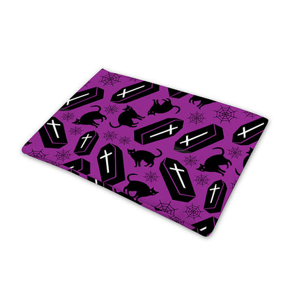 Purple Halloween Coffin Pattern Print Pet Cooling Mat Cover