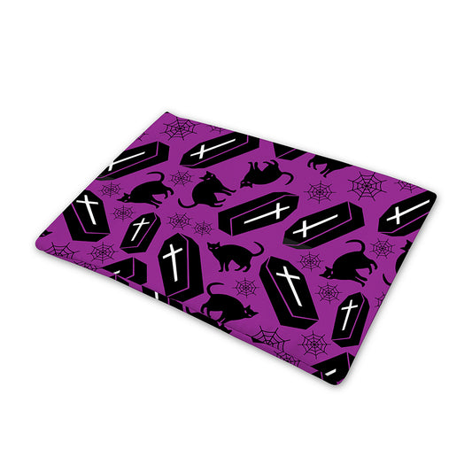 Purple Halloween Coffin Pattern Print Pet Cooling Mat Cover