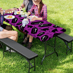 Purple Halloween Coffin Pattern Print Picnic Table Cover