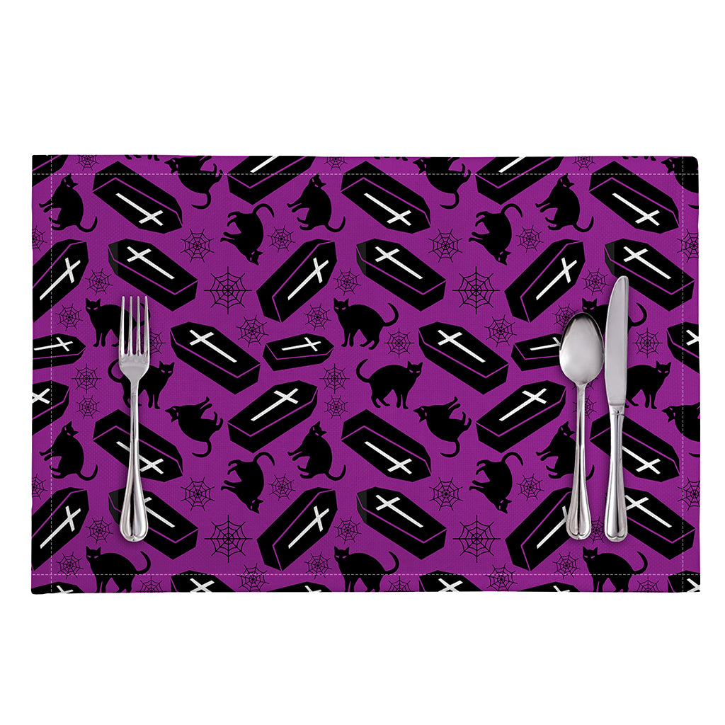 Purple Halloween Coffin Pattern Print Placemat