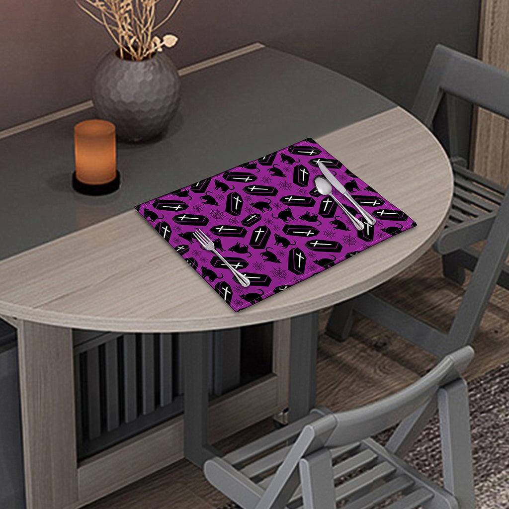 Purple Halloween Coffin Pattern Print Placemat