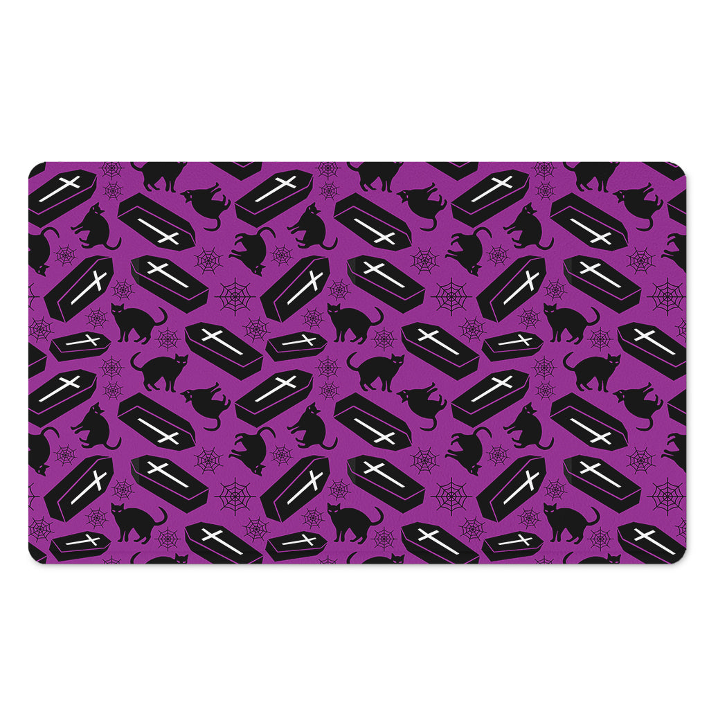 Purple Halloween Coffin Pattern Print Polyester Doormat