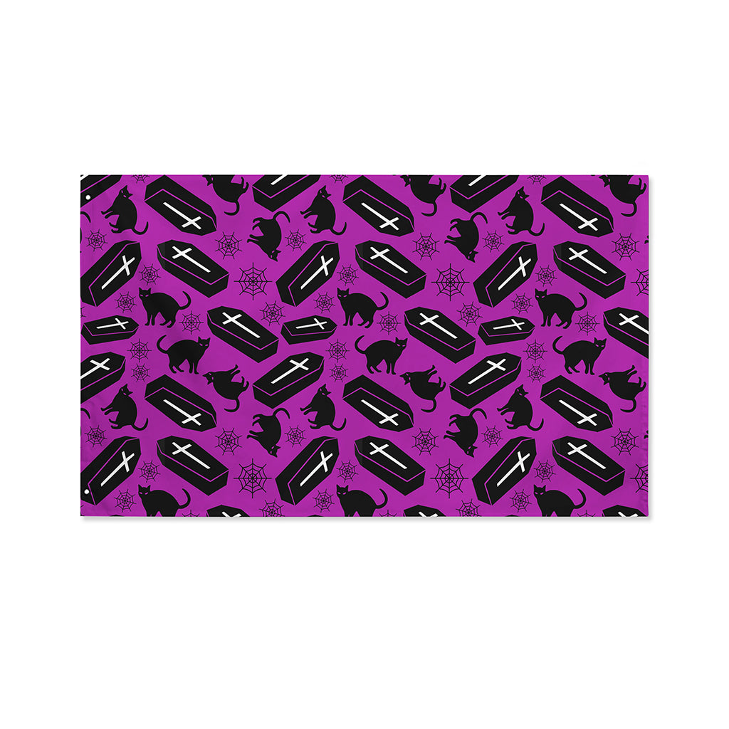 Purple Halloween Coffin Pattern Print Polyester Flag