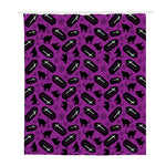 Purple Halloween Coffin Pattern Print Polyester Shower Curtain