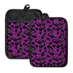 Purple Halloween Coffin Pattern Print Pot Holders With Pocket