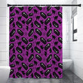 Purple Halloween Coffin Pattern Print Premium Shower Curtain