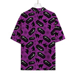 Purple Halloween Coffin Pattern Print Rayon Hawaiian Shirt