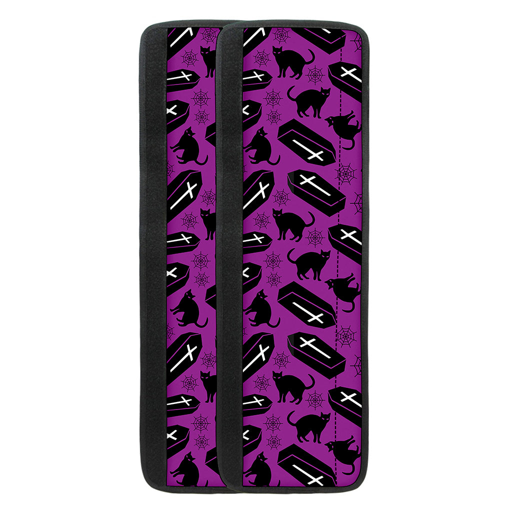 Purple Halloween Coffin Pattern Print Refrigerator Handle Covers