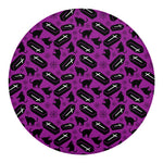 Purple Halloween Coffin Pattern Print Round Blanket