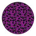 Purple Halloween Coffin Pattern Print Round Floor Mat