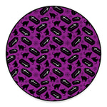 Purple Halloween Coffin Pattern Print Round Floor Mat