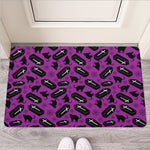 Purple Halloween Coffin Pattern Print Rubber Doormat