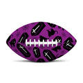Purple Halloween Coffin Pattern Print Rugby Ball