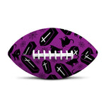 Purple Halloween Coffin Pattern Print Rugby Ball