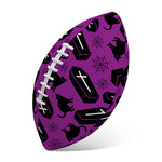 Purple Halloween Coffin Pattern Print Rugby Ball