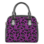 Purple Halloween Coffin Pattern Print Shoulder Handbag