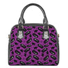 Purple Halloween Coffin Pattern Print Shoulder Handbag