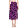 Purple Halloween Coffin Pattern Print Side Slit Midi Skirt