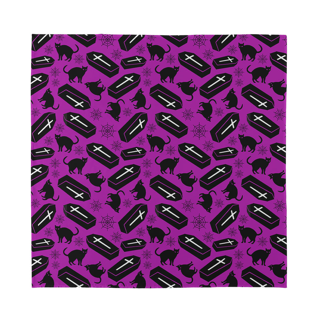 Purple Halloween Coffin Pattern Print Silk Bandana