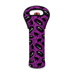 Purple Halloween Coffin Pattern Print Single Neoprene Wine Tote