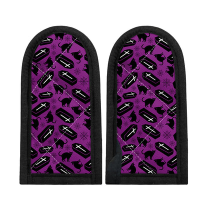 Purple Halloween Coffin Pattern Print Skillet Handle Cover