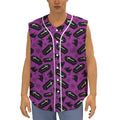 Purple Halloween Coffin Pattern Print Sleeveless Baseball Jersey