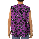 Purple Halloween Coffin Pattern Print Sleeveless Baseball Jersey