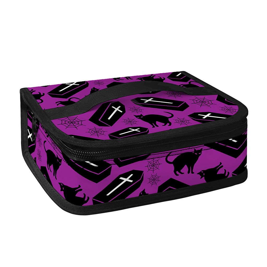 Purple Halloween Coffin Pattern Print Small Lunch Bag