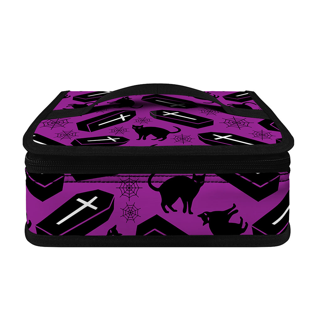 Purple Halloween Coffin Pattern Print Small Lunch Bag