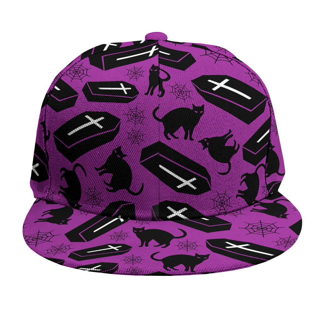 Purple Halloween Coffin Pattern Print Snapback Cap