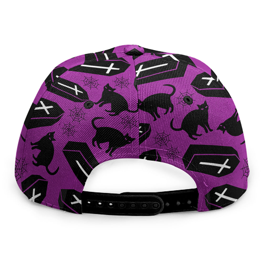 Purple Halloween Coffin Pattern Print Snapback Cap