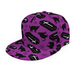 Purple Halloween Coffin Pattern Print Snapback Cap