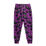 Purple Halloween Coffin Pattern Print Sweatpants