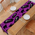 Purple Halloween Coffin Pattern Print Table Runner