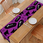 Purple Halloween Coffin Pattern Print Table Runner