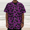 Purple Halloween Coffin Pattern Print Textured Short Sleeve Shirt