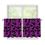 Purple Halloween Coffin Pattern Print Tier Curtains