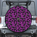 Purple Halloween Coffin Pattern Print Tire Cover With Camera Hole